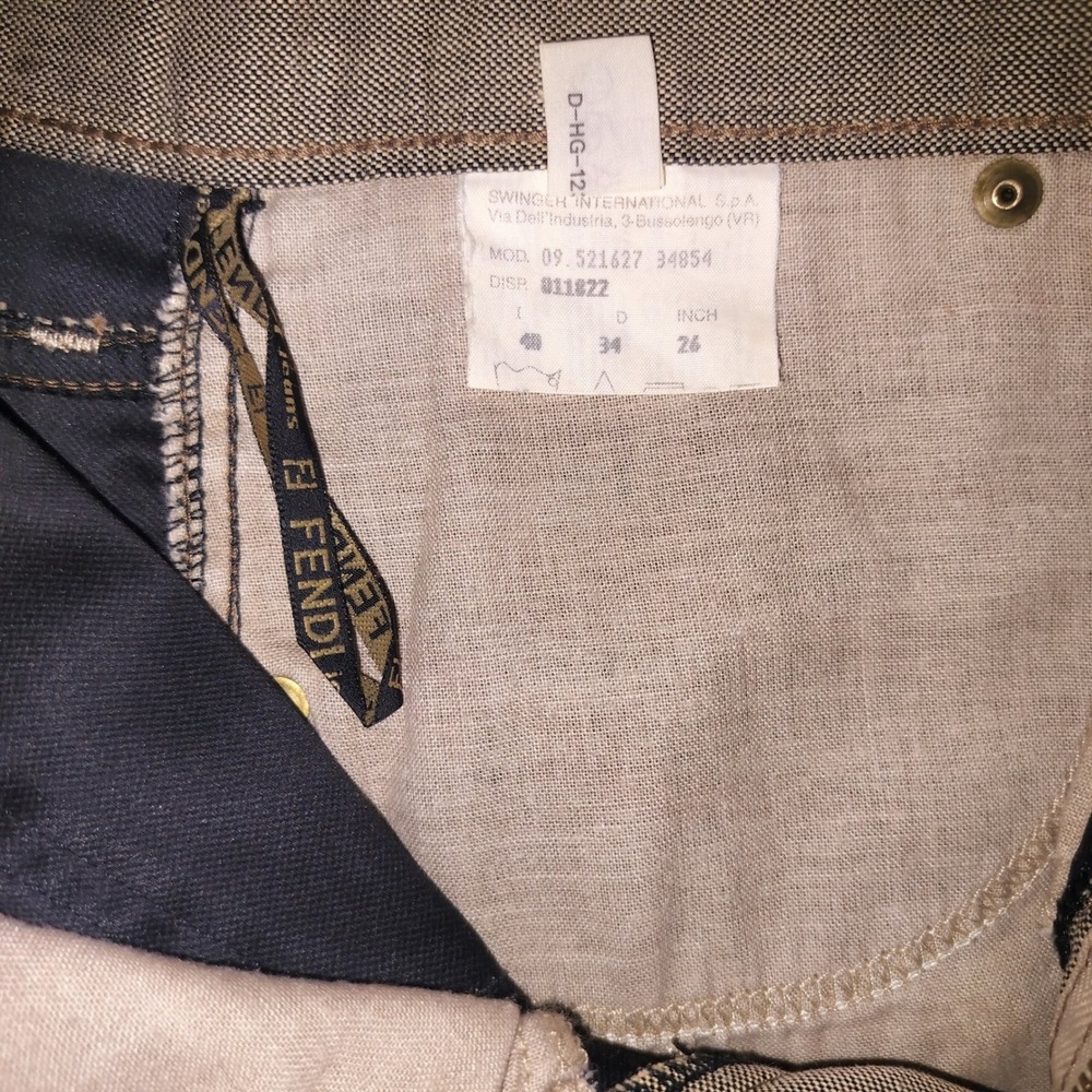 Fendi Jeans Vintage Logo Tape Denim Mini Skirt Taupe Gray Made in Italy 26 - Picture 8 of 8